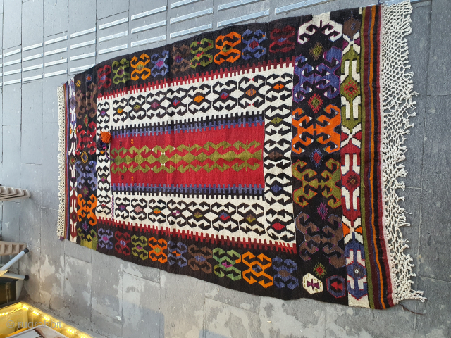 120x198 cm Cappadocia Karaburna kilim, 1970 yaers old nevsehir anatolian kilim                      