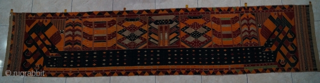 #rb005 a very large Palepai ceremonial (Ship cloth) from Lampung south Sumatra Indonesia, late 19th century supplementary weft weaving, home spun cotton, silk silver wrapped thread and natural dyes, good condition no  ...