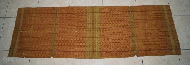 #RB036 Rare pesujutan sacred cloth, Sasak ritual cloth Sasak people Lombok island Indonesia, hanspun cotton silk natural dyes supplementary weft weave 19th century, fairly good condition with holes and re stitched please  ...