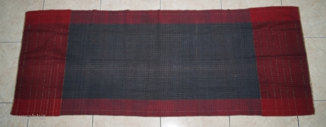 #RB 042 Minangkabau head cloth / shoulder cloth, Minangkabau people west Sumatra Indonesia, late 19th century, cotton silk gold threat supplementary weft weave natural dyes, good condition with small hole please see  ...