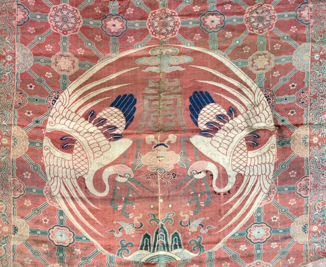 A museum grade and very rare antique imperial Chinese silk woven fabric, dating to the Early Ming dynasty.  The Chinese imperial dynasties went on for many centuries at a time. The  ...