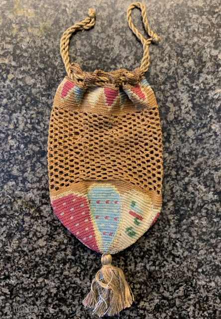 An exceptional and very rare antique Syrian or Lebanese silk woven bag / pouch dating between the late 18th century and early 19th century. Syria and Lebanon produced some of the most  ...
