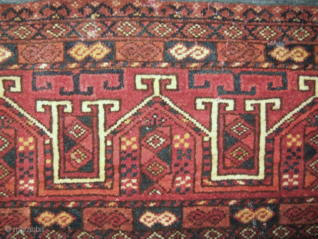 A beautiful Antique Turkoman / Turkmen Ersari tribe Torba . The multi-niche field design has lovely intricate detail. The repeating compartmentalized S motif inner borders bring out the design. The unusually long  ...
