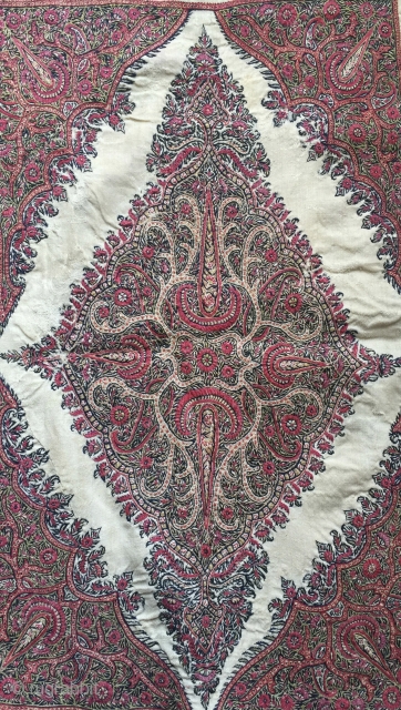 a very fine antique Persia Kerman / Kirman embroidered hanging. This rare piece of textile art dates to 19th Century and boasts a very intricate design with exceptional colours and highest quality  ...