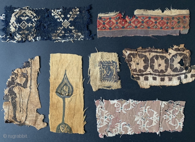 A beautiful and rare collection of ancient Egyptian  Coptic textiles dating from 4th-8th century.  These textiles were made in Egypt by Christians of Greco-Byzantine-Roman Egypt. The Coptic Christians migrated to  ...