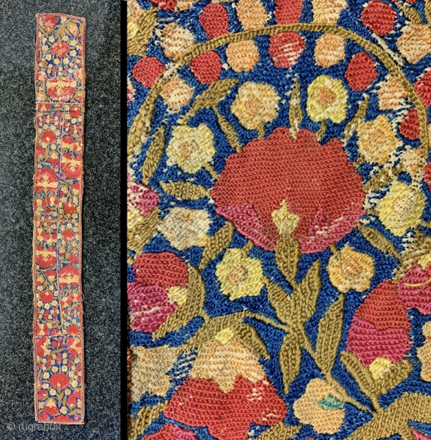 An exceptional antique fully silk embroidered Uzbek Bridal hair braid cover dating to the 3rd quarter of 19th Century. It is fully silk embroidery using very fine basma stitch. Often these are  ...