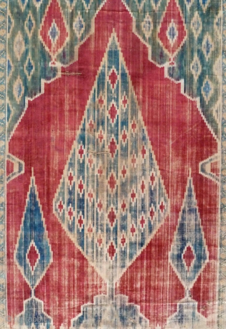 A rare Kashan velvet silk ikat panel, 19th Century. 158 x 121 cm. Provenance: Hobart-Moore Collection.                 