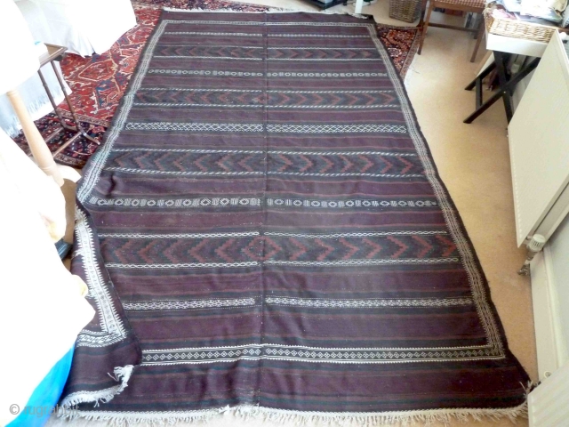 A large Belouch kilim woven in two parts. 11'5" x 6'5", 348 x 195 cm                  