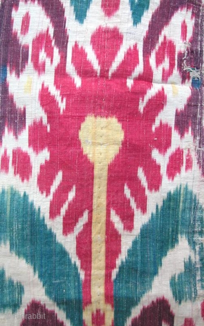 Ikat panel with Russian chinz backing, Mid 19th century or before, Uzbekistan.                     