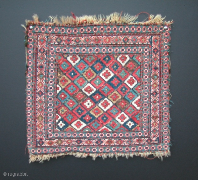  Shahsavan Soumac Bagface
 3rd Qt. 19th century or before
 NW Persia
 19.1/2" x 18"
 Wool with cotton               