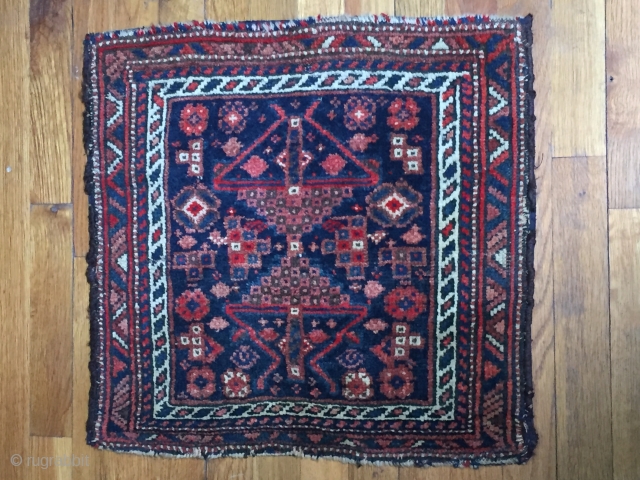 Hand knotted in Lori Iran, this small one of a kind wool rug is made for any small space. 
Measurements: 1"6 x 1"7
Circa: 1920         