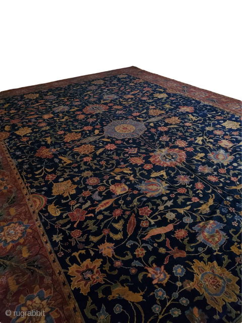 Origin: Indo-Tabriz ; 
Circa: 1910 ; 
Size: 12'4" x 18'1" ;
Stock# - 28687

All pictures are unaltered and unedited to show the rugs true colors as best as possible.     