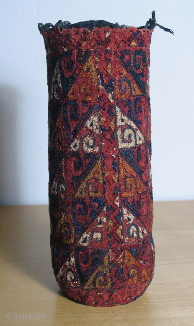 Yomut embroidered pouch, (pen box cover) early 19th century.  Worn, but old!  This piece has soul.               