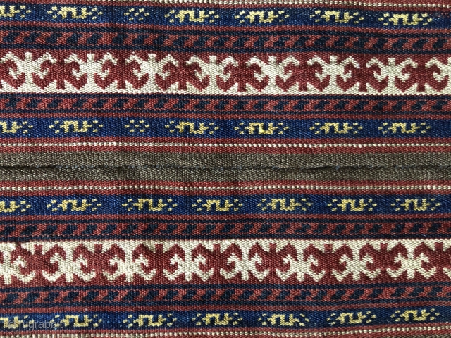 Central Asian warp-faced tentband fragment, 19th century.  This is either a Khirgiz or Uzbek band??  I collected Central Asian flatwoven tentbands when they were unusual.  Such things are not  ...