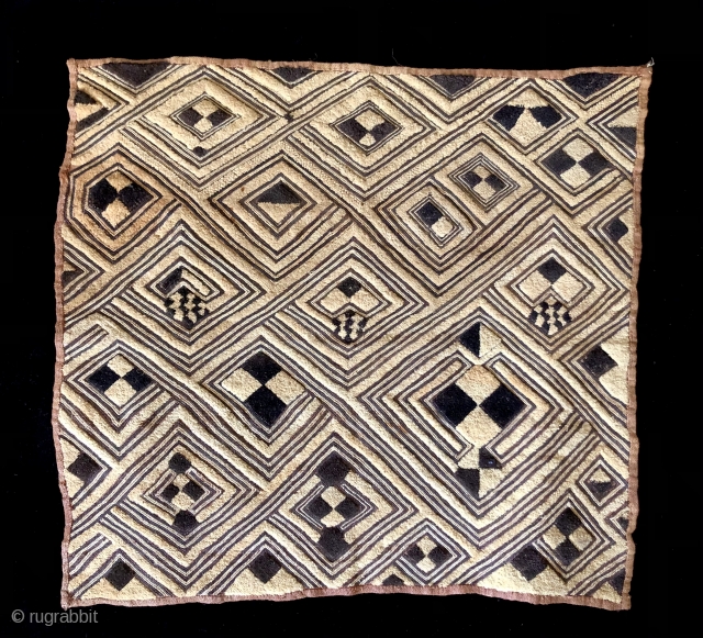 Kuba men's status cloth.  Shoowa people. Early 20th century.  23 x 25 inches.   Others available.  Images on request.          