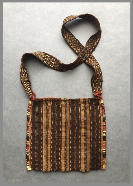Incan period Coca bag complete with strap.  Supple and soft - this warp-faced plain weave coca bag is made from two ply alpaca fiber yarns that are exceptionally finely spun.   ...