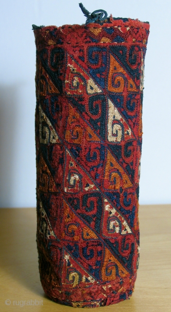 Yomut embroidered pouch, (pen box cover) early 19th century. Worn, but old! This piece has soul.                 