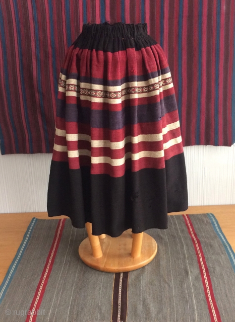 19th century woman's skirt known as an "urku" in the Aymara language. This pleated skirt form was adopted by the indigenous Aymara from a pleated skirt type worn by Spanish women in  ...
