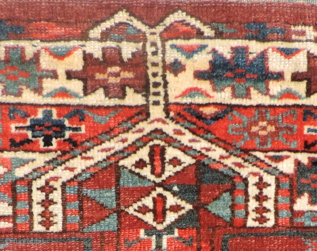 Yomud Turkmen Engsi.  19th century.  Good dyes and  pile throughout. White marker knots along the axis of the rug.   Size: 70 x 51 inches.     ...