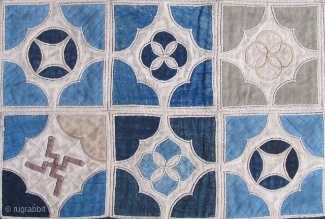 This tranquil old Maio textile has a timeless, graceful quality about it with a latticework design reminiscent of stained glass. Probably a bed cover, it measures 50 x 62 inches including the  ...