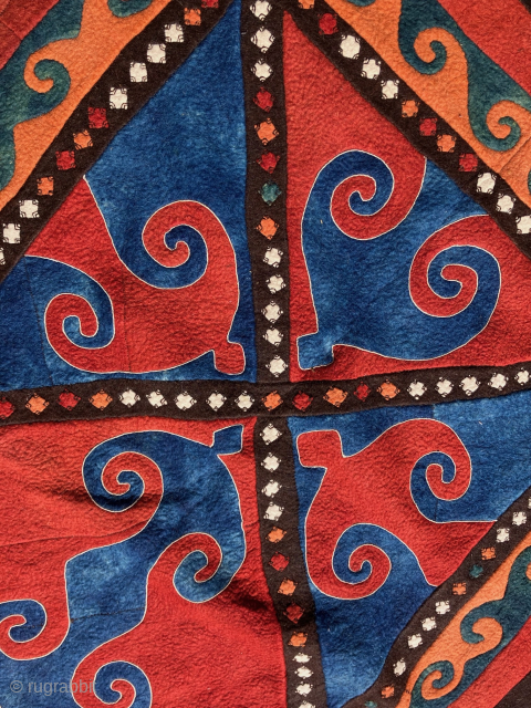 Kirghiz pieced felt. Uzbekistan, 19th century.  This felt is in perfect condition with all natural dyes.  I sold this about twenty years ago to a collector and it has recently  ...