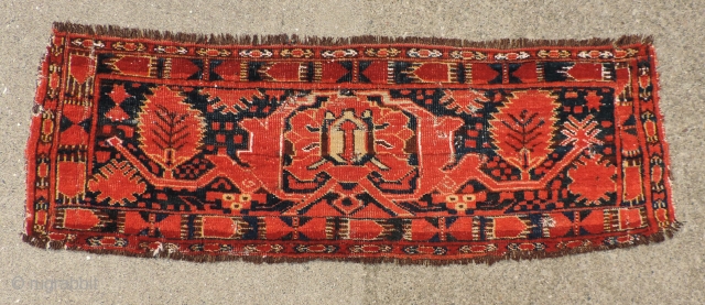 Middle Amu Daria turba with palmette design.  19th Century.  Vibrant reds, but good dyes. White cotton used in pile and wefting.  Warps dark brown goat hair.  Knots open  ...