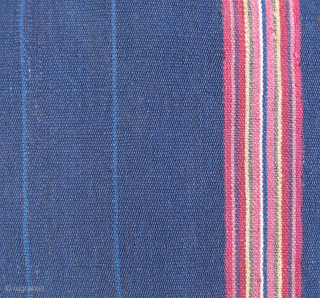 Aymara Poncho, first half of the 19th century, Altiplano, Bolivia,  Challa region.  Warp-faced plain weave. Deep indigo field with six bands of stripes.  Minimal, rustic and timeless beauty.   ...