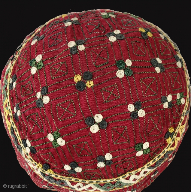 Central Asian hat.  Possibly Chodor, but not sure.  Images of hat were shot in shade and full sun for comparison.  Size 7 H x 10 inches in diameter.   ...