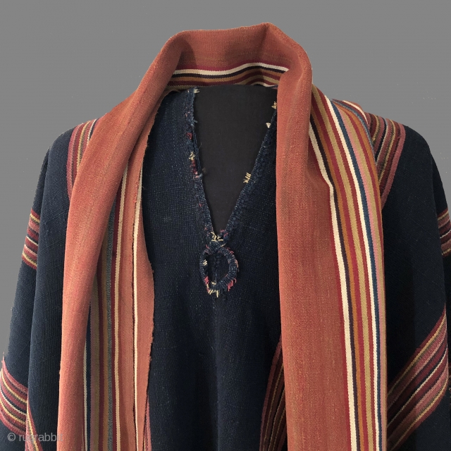 Aymara chieftain's ceremonial attire. Bolivian altiplano. 19th century. This arrangement of Aymara warp faced textile garments would be worn by a hereditary leader for ceremonial occasions and would signal his importance within  ...