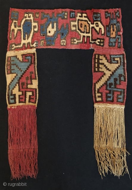 Unusual Nasca/Wari tapestry textile object.  A.D. 500 - 800.  Mounted. Size: 20 x 14 inches framed.               