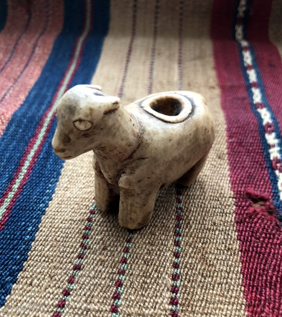 Carved stone fetish figures from Bolivia.  This animal figure with an opening on its top is called a canopa. Although they are a well known from the Inca period, this 19th  ...