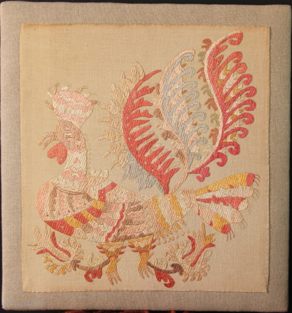 19th century Greek Island embroidery, Skyros. Professionally mounted, frame 1'5" x 1'6"
Please enquire to jamescohen50@hotmail.com                  