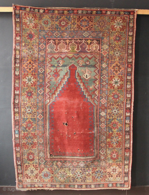Early 19th century colourful Mudjur prayer rug 4' x 6'                       