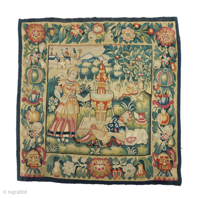 A North German tapestry cushion cover probably made in Schleswig- Holstein in the late 16th century or early 17th. With bright, fresh colours, good condition and charming subject matter. A very attractive  ...