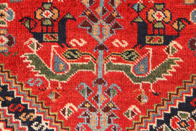 Late 19th century Khamseh 'Bird rug' with all natural dyes and great condition.
138 x 218cm / 4'6" x 7'2"
Contact jamescohen50@hotmail.com or WhatsApp +44 7747 610 248       