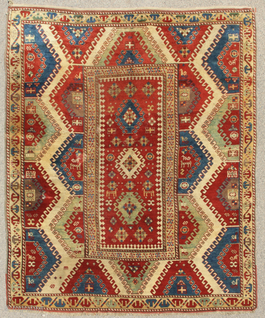 19th century Bordjalou Kazak rug, outstanding colour and condition. 6'4" x 7'10" / 184 x 238cm                 