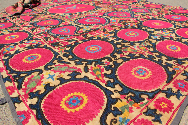 Richly coloured Uzbek embroidery circa 1850 184 x 282cm / 6'4" x 9'6"                    