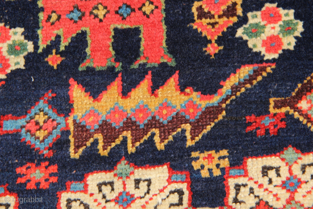 3rd quarter 19th century Kurdish long rug. Superb range of colours, many greens, blues and different shades of red. Lovely slightly corroded burgundy visible in first picture of the leaf that is ...