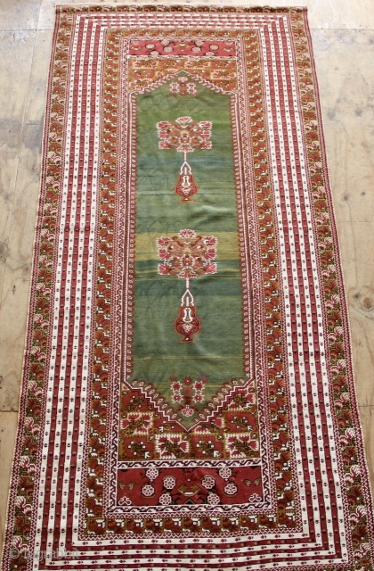 One of a pair of beautiful antique Ghiordes kellehs in perfect condition
160 x 339cm / 5'0" x 11'6"               