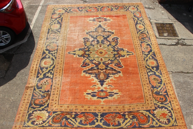 Antique Ziegler & Co carpet circa 1880. 10'2" x 13'0" in worn condition but still magnificent.                 