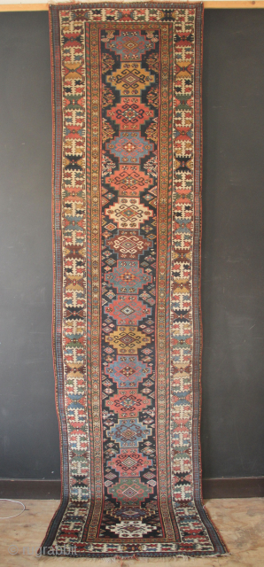 Antique Kurdish runner in excellent pile, with all natural dyes. 105 x 412cm / 3'5" x 13'5"                