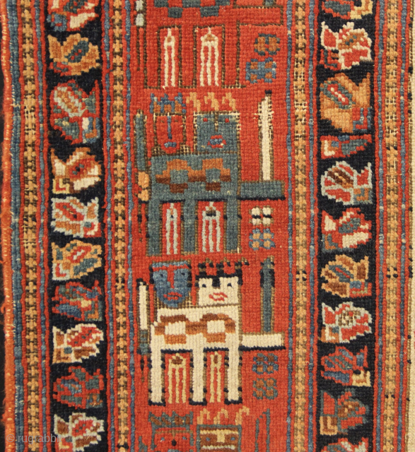 What a cool border on this extra fine Afshar rug. 4'1" x 5'10" / 124 x 179cm                