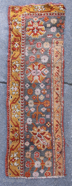 Two beautiful Oushak border fragments each 2'5" x 7'10" / 74 x 238cm                    