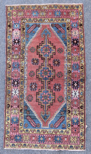 Antique Bakshiash rug 3'0" x 5'7" in good original condition. No repairs,  light wear.                  