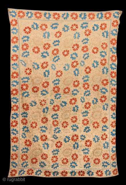 18th century Ottoman silk embroidery, in perfect condition. 140 x 220cm / 4'6" x 7'3"                  