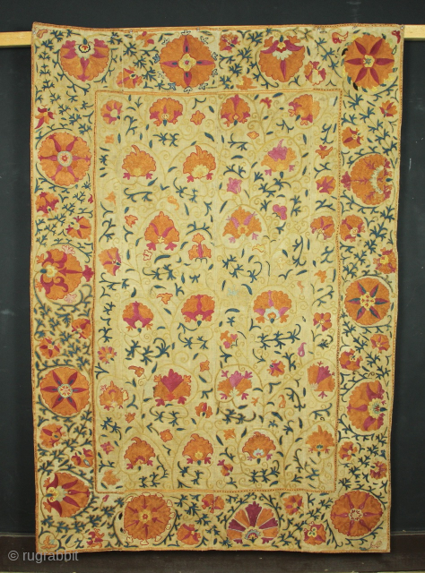 19th century nim Suzani, 123 x 180cm / 4'1" x 5'11"
Professionally conserved, re-lined and ready for display.                