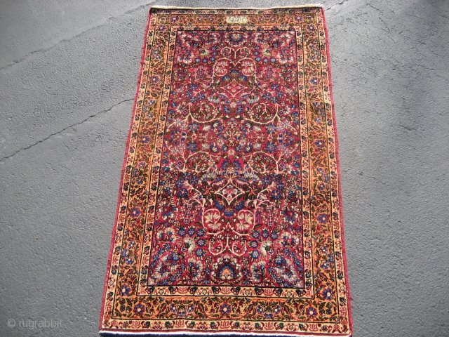 Kerman signed small rug 3' 0" x 5' 5"

Probably circa 1925-1935.  Great condition throughout.  I have had the edges  re-wrapped in places since the photos were taken.  The  ...