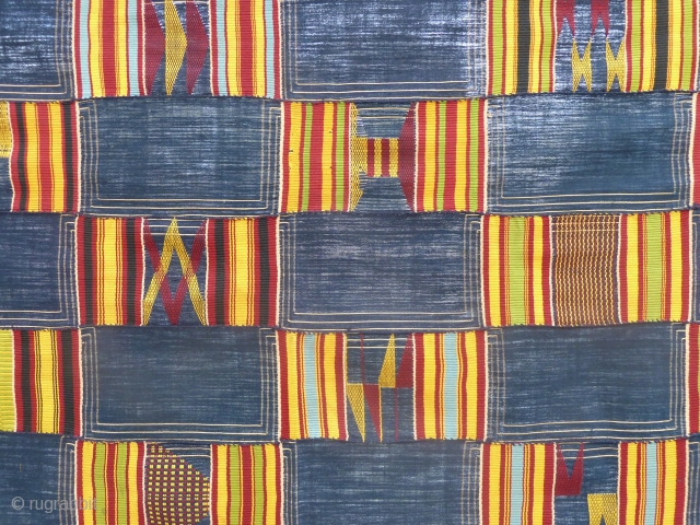 Ghana, ashanti people, "kente" textile, good condition, c. 1970, 285 x 178 cm                    