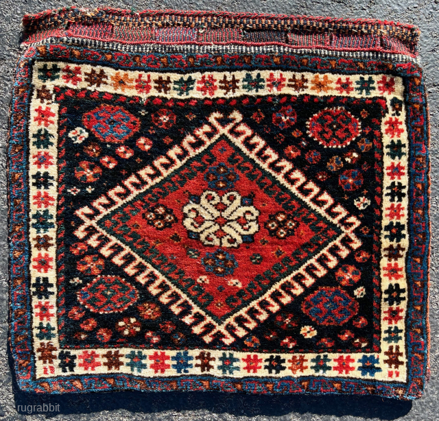 Qashqai bag with colorful back. 23'x21" (excluding back) Full pile, and soft wool.                    