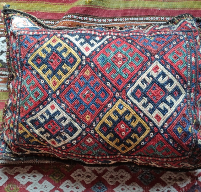 Kurd flatwoven bag.  Made into a pillow.  All natural colors.                     